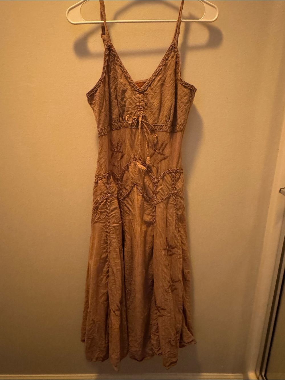 Scully Tan Lace-Up Spaghetti-Strap Maxi Dress